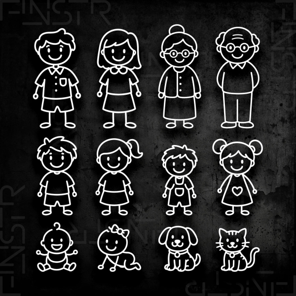 Strichmännchen Familie - Sticker