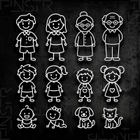 Strichmännchen Familie - Sticker